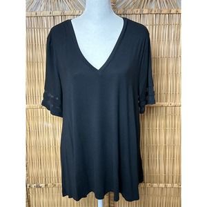 Bar III Top Womens Extra Large Hi Lo Style Mesh Sleeves Stretch